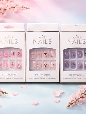 Beautiful NAILS Press-On Nail Sets — Pink, Nude & Lavender (18)